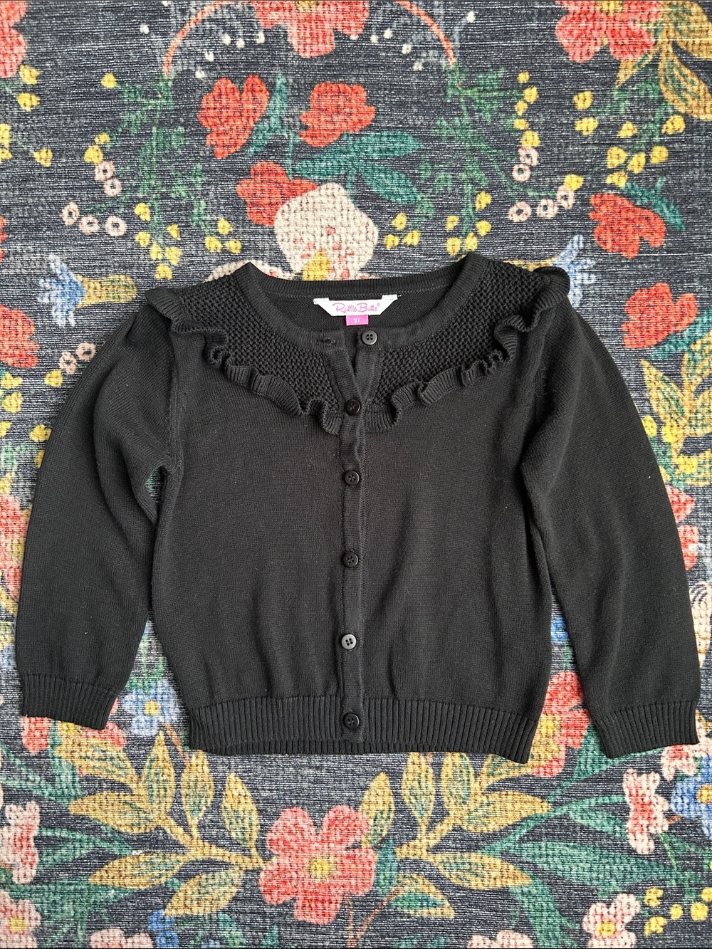 Ruffle Butts Black Cardigan, 3T